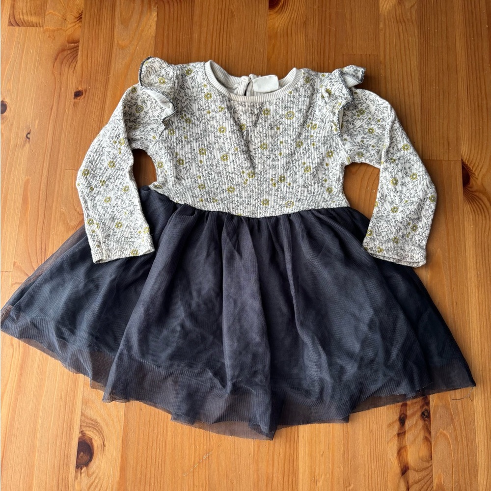 Girls'‎ Zara Baby Floral/Black Tulle Dress Size 12/18 Months
